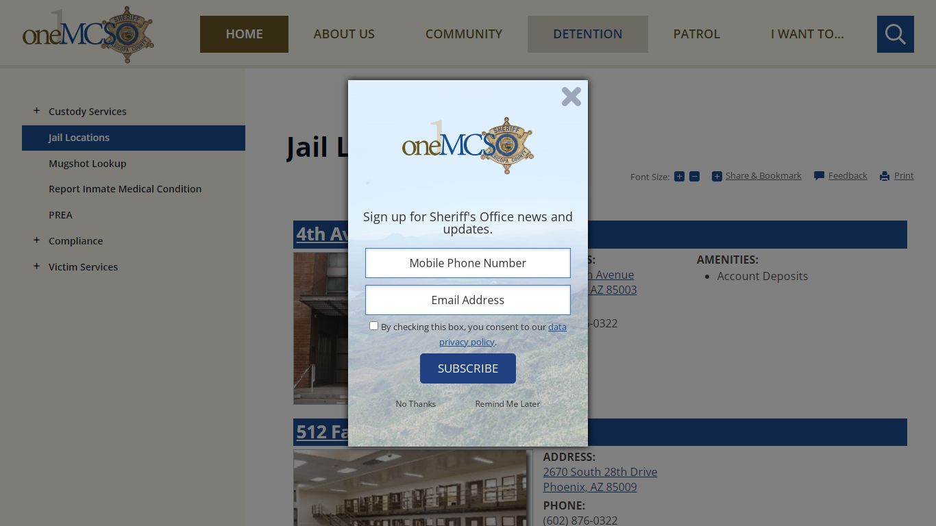 Jail Locations | Maricopa County Sheriff's Office